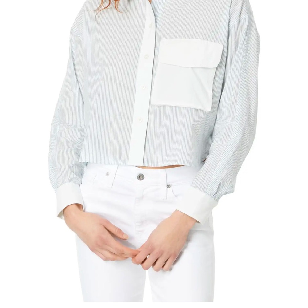 Chic Striped Cropped Button-Up Shirt